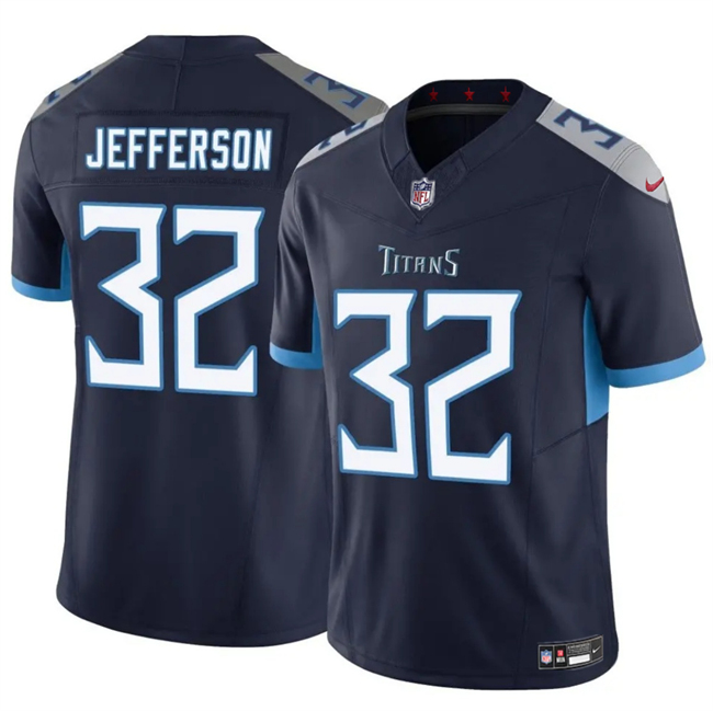 Men's Navy Tennessee Titans #32 Jermar Jefferson 2025 F.U.S.E. Vapor Limited Stitched Football Jersey